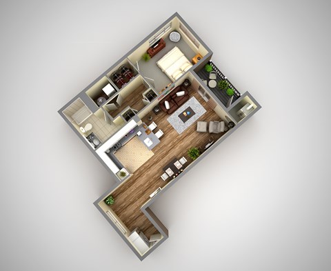 Floor plan for 1 bed, 1 bath, 850 sqft